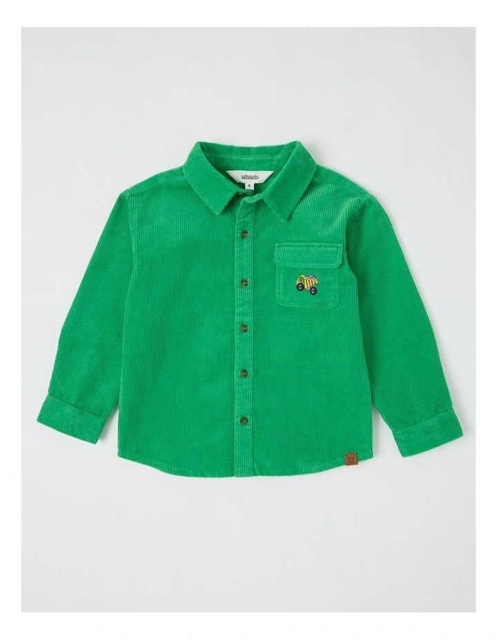 Long Sleeve Cord Shirt in Green image 1