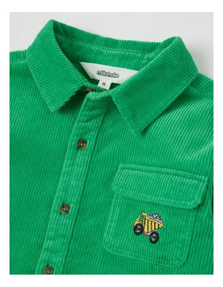 Long Sleeve Cord Shirt in Green image 2