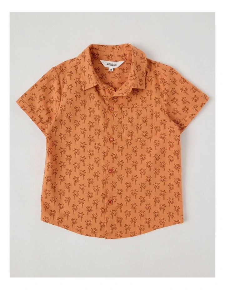 Short Sleeve Linen Shirt in Palm Tree Rust image 1