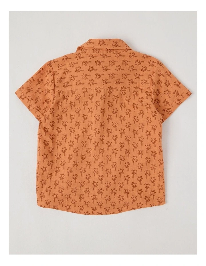 Short Sleeve Linen Shirt in Palm Tree Rust image 3