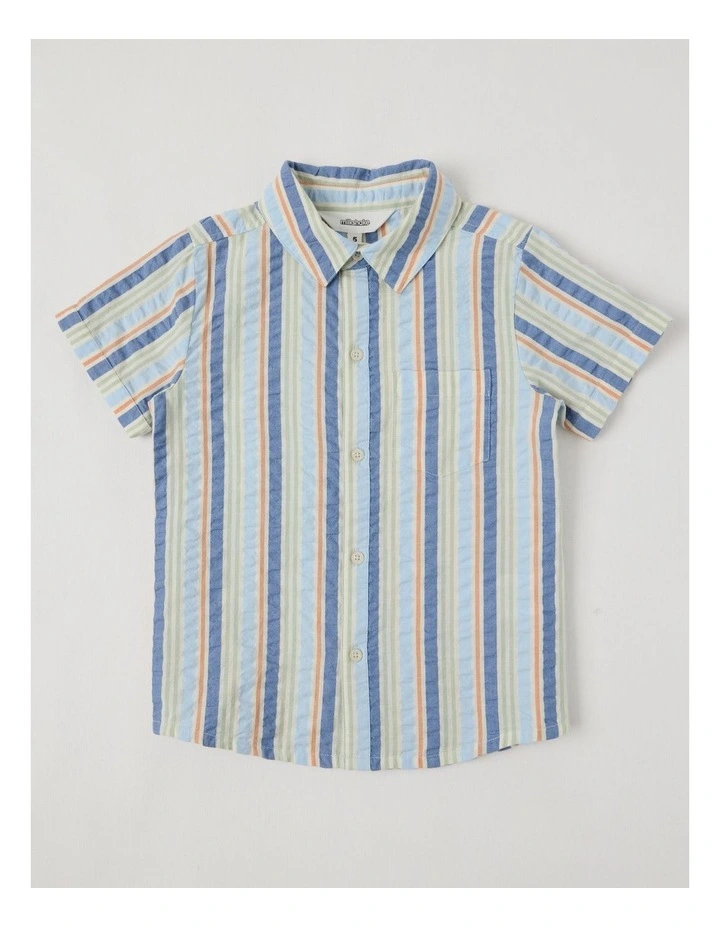 Short Sleeve Seersucker Shirt in Combi Multi Stripe image 1
