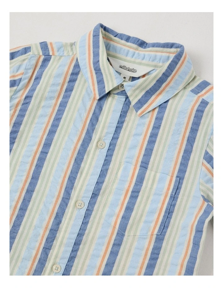 Short Sleeve Seersucker Shirt in Combi Multi Stripe image 2