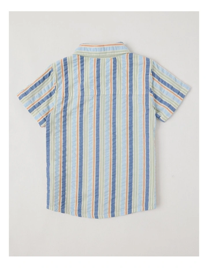 Short Sleeve Seersucker Shirt in Combi Multi Stripe image 3
