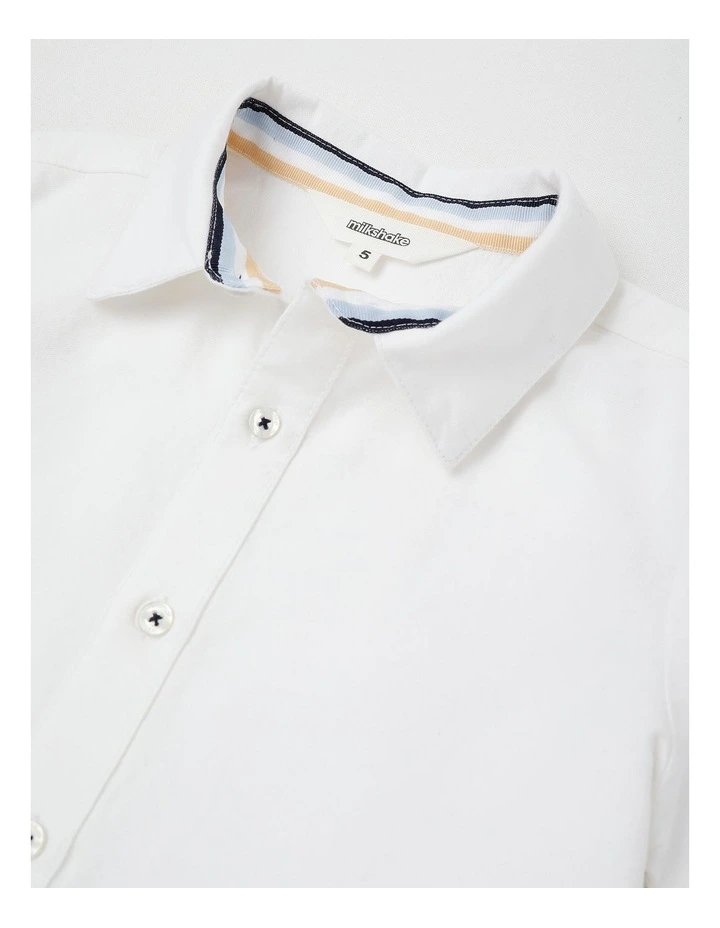 Short Sleeve Woven Oxford Shirt in White image 2