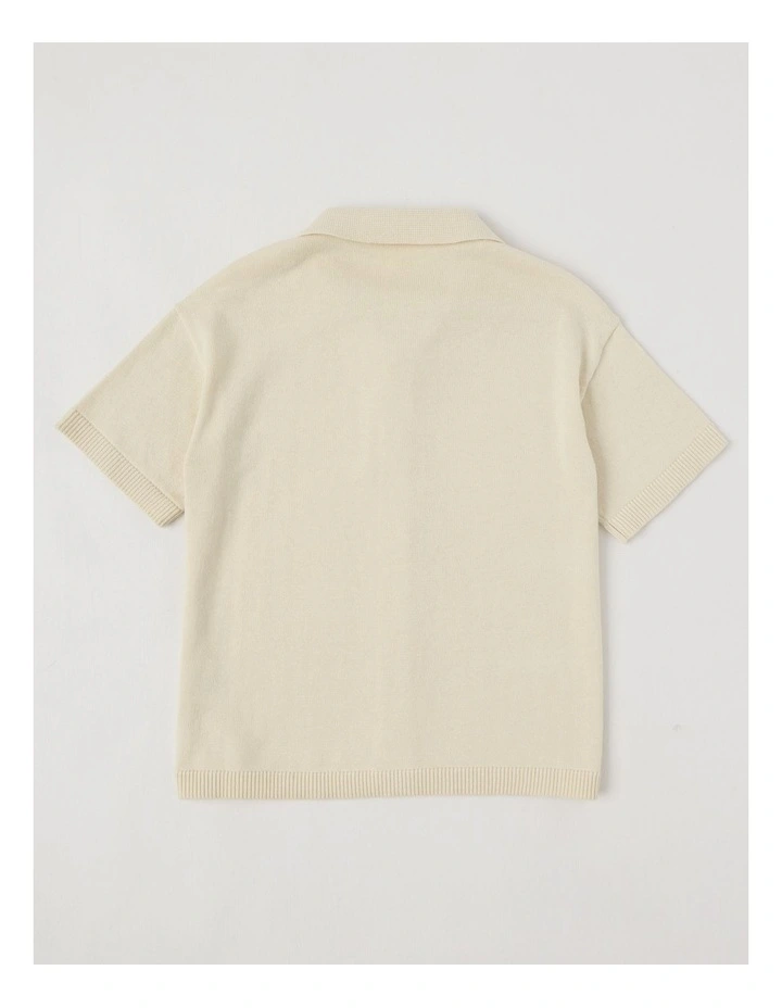 Short Sleeve Knitted Resort Shirt in Ecru image 3