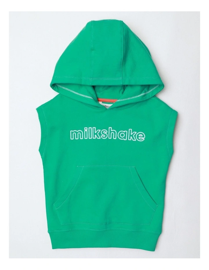 Sleeveless Hooded Sweat in Green image 1