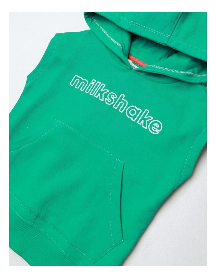 Sleeveless Hooded Sweat in Green image 2