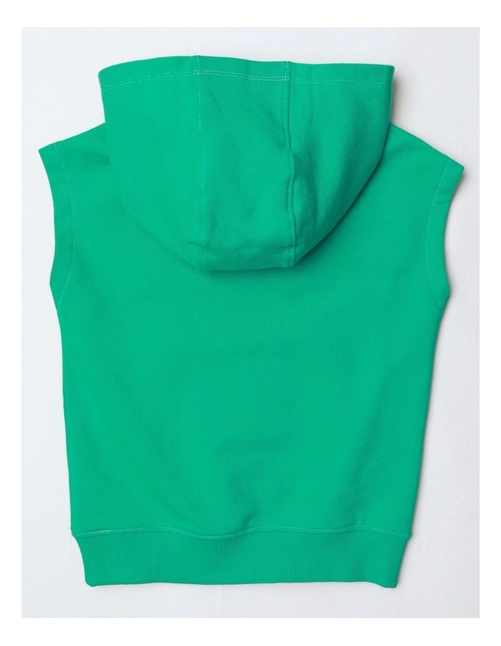 Sleeveless Hooded Sweat in Green image 3