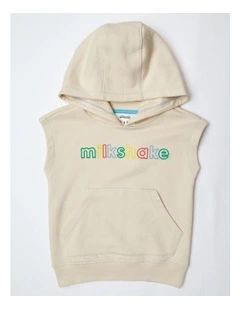 Sleeveless Hooded Sweat in Beige