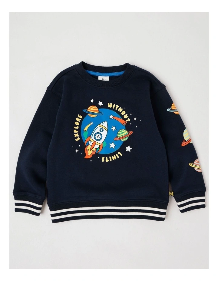 Essentials Crew Neck Sweat in Navy image 1