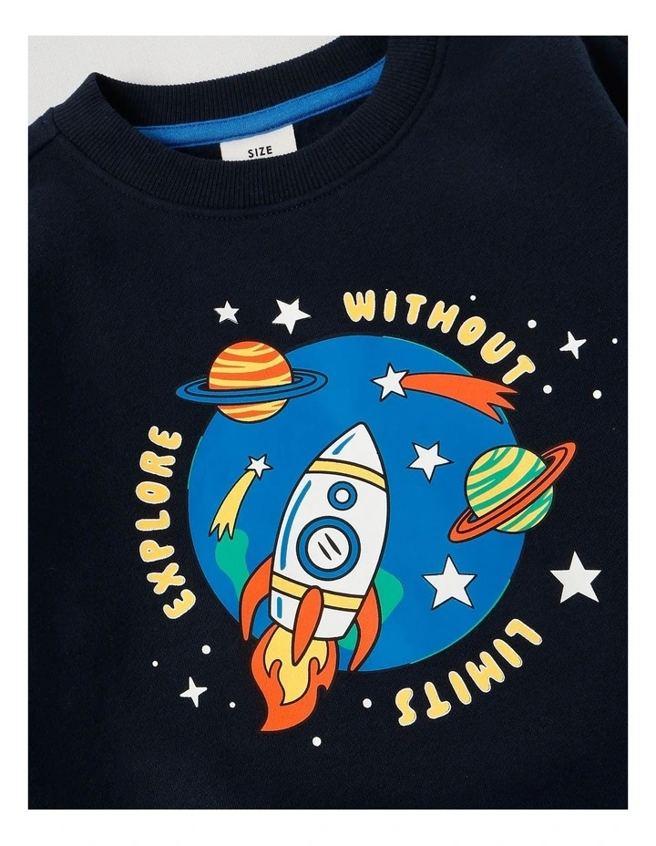 Essentials Crew Neck Sweat in Navy image 2