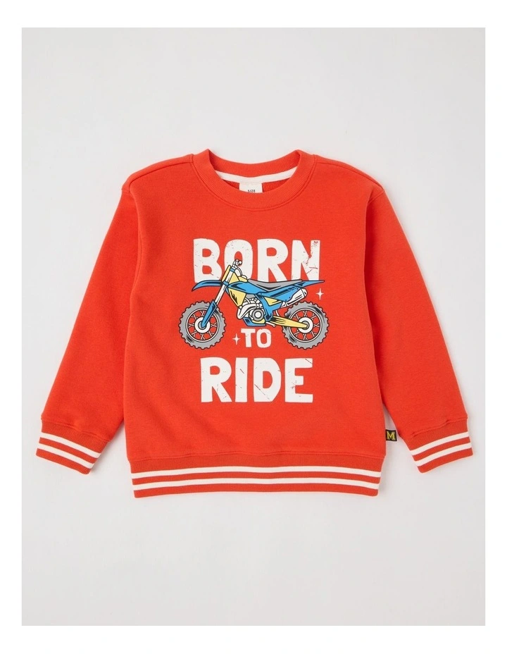 Essentials Crew Neck Sweat in Red image 1