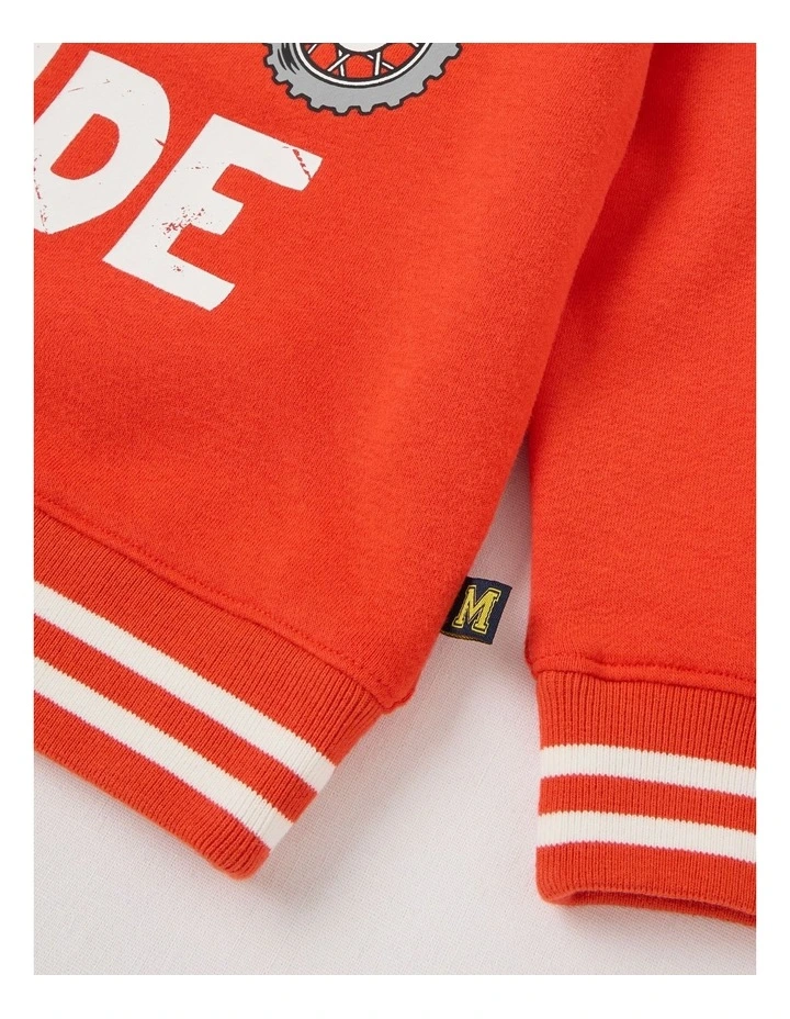 Essentials Crew Neck Sweat in Red image 4