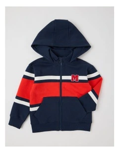 Fleece Zip Thru in Navy & Red