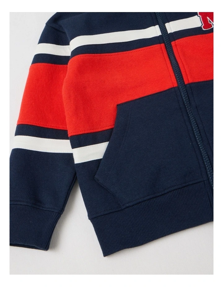 Fleece Zip Thru in Navy & Red image 4