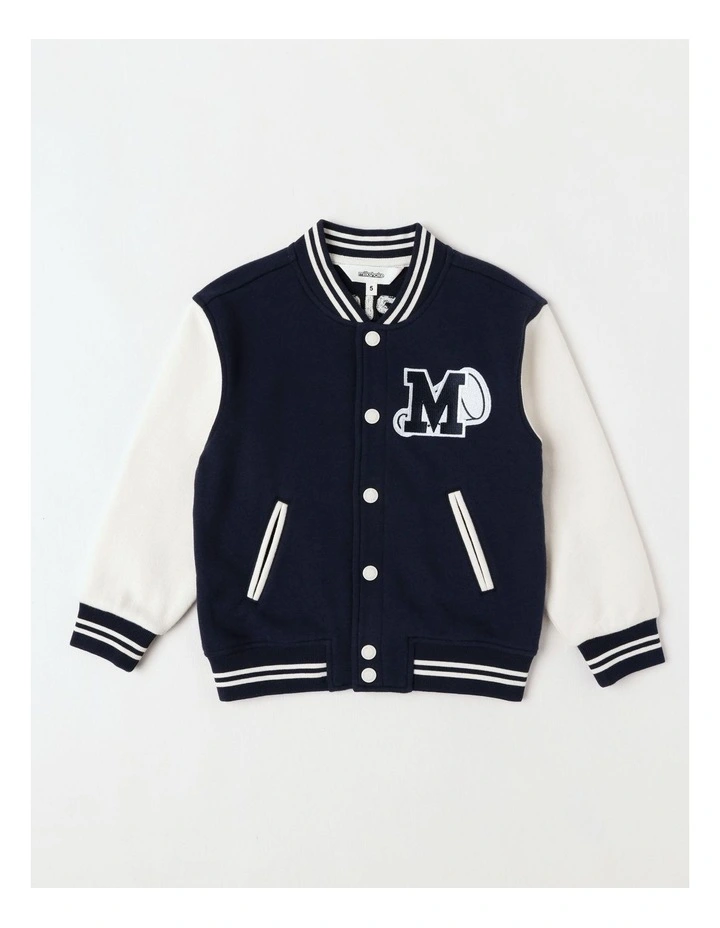 Fleece College Bomber in Navy image 1