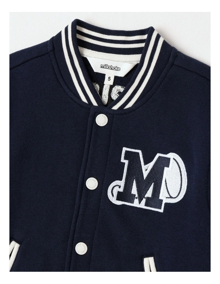 Fleece College Bomber in Navy image 2