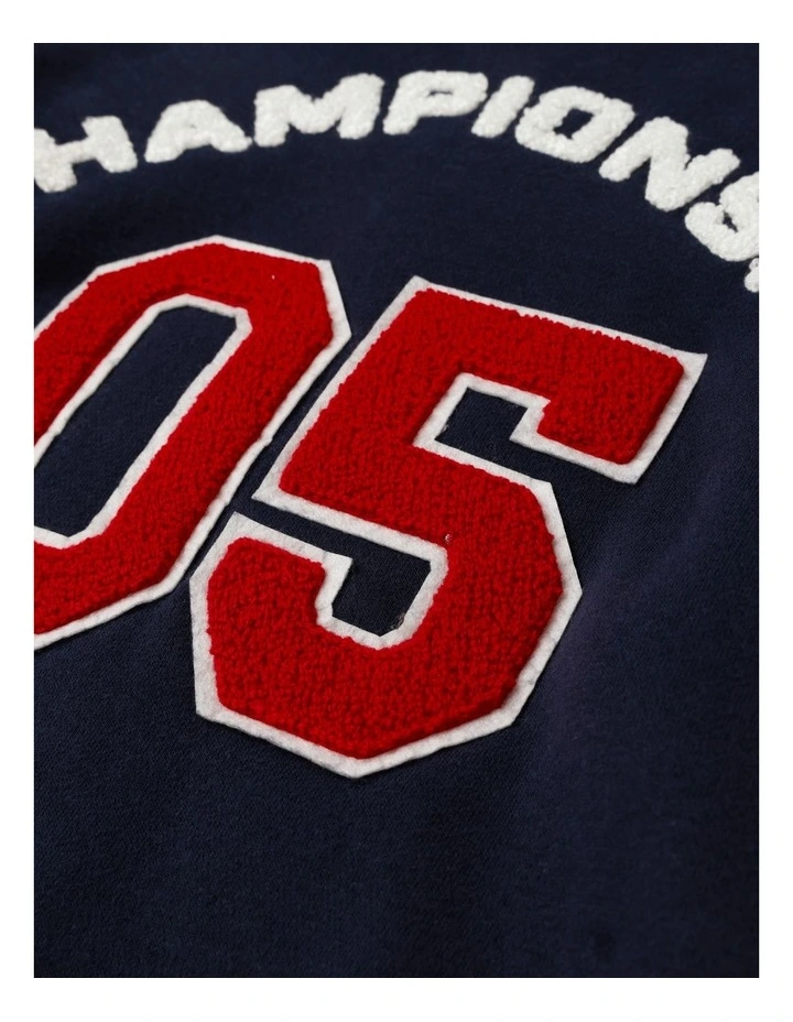 Fleece College Bomber in Navy image 4