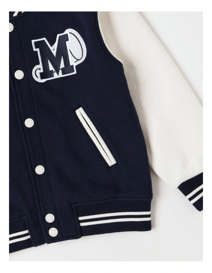 Fleece College Bomber in Navy image 5