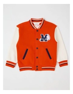 Fleece College Bomber in Red