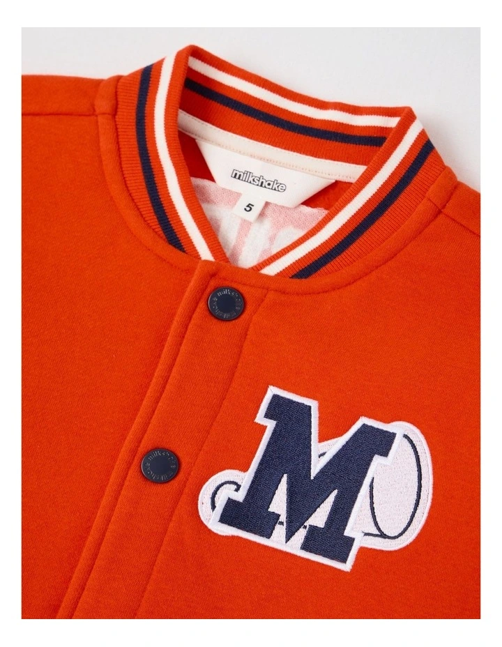 Fleece College Bomber in Red image 2