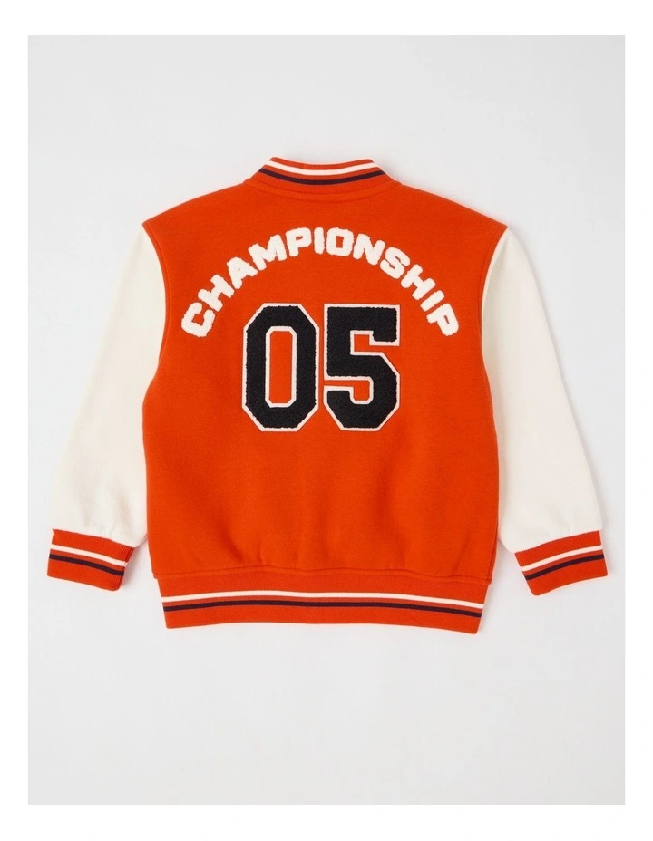 Fleece College Bomber in Red image 3