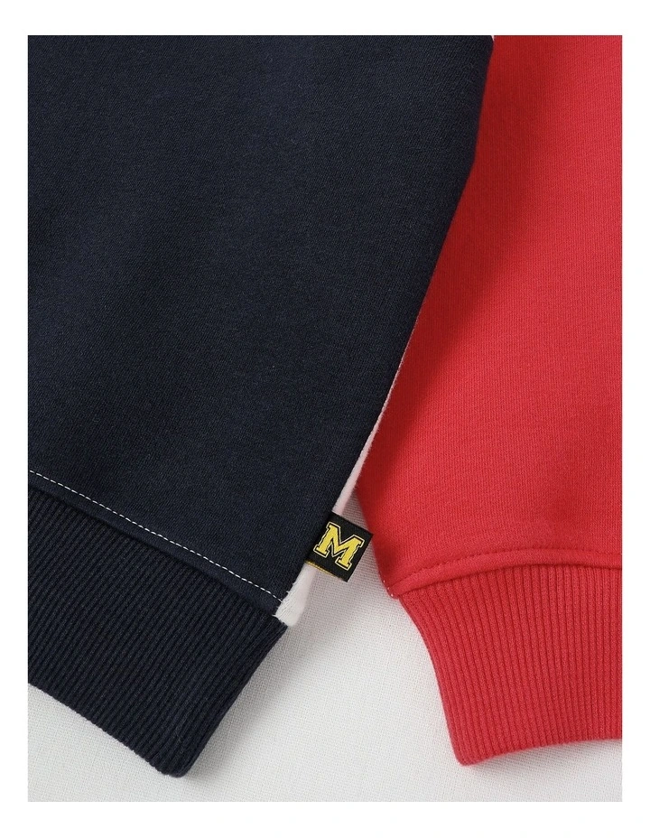1/4 Zip Splice Sweat Top in White, Navy & Red image 5