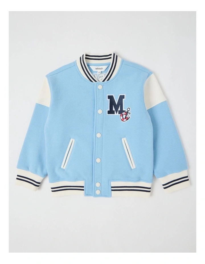Fleece College Bomber in Light Blue image 1