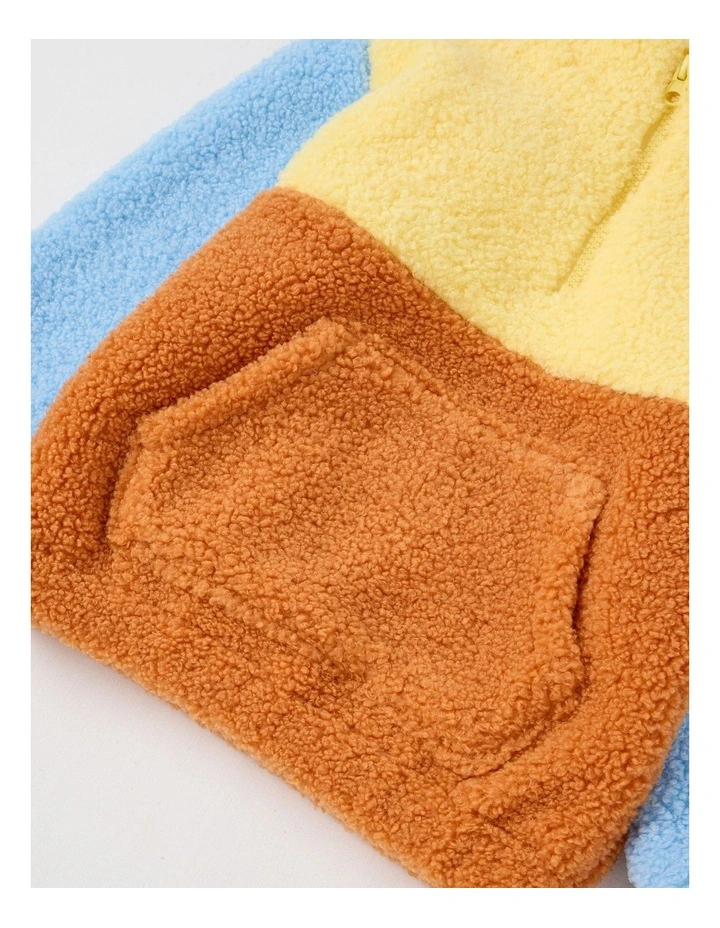 1/4 Zip Polar Fleece Sweat in Yellow, Tan & Blue image 4