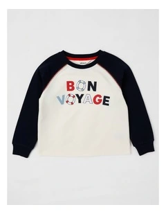 Raglan Sweat in Ecru & Navy