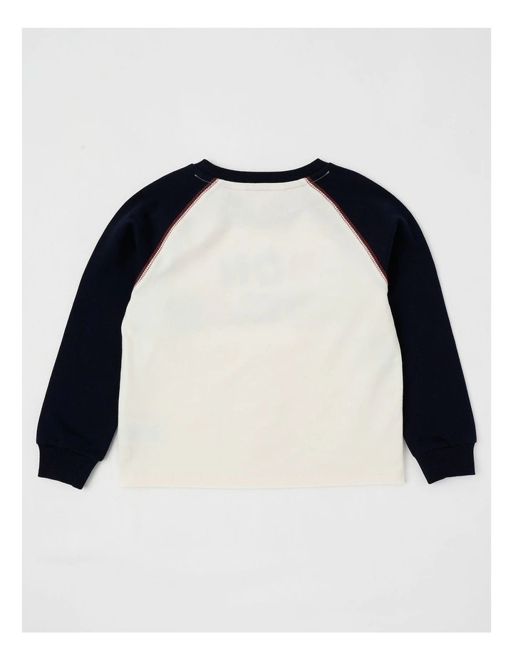 Raglan Sweat in Ecru & Navy image 3