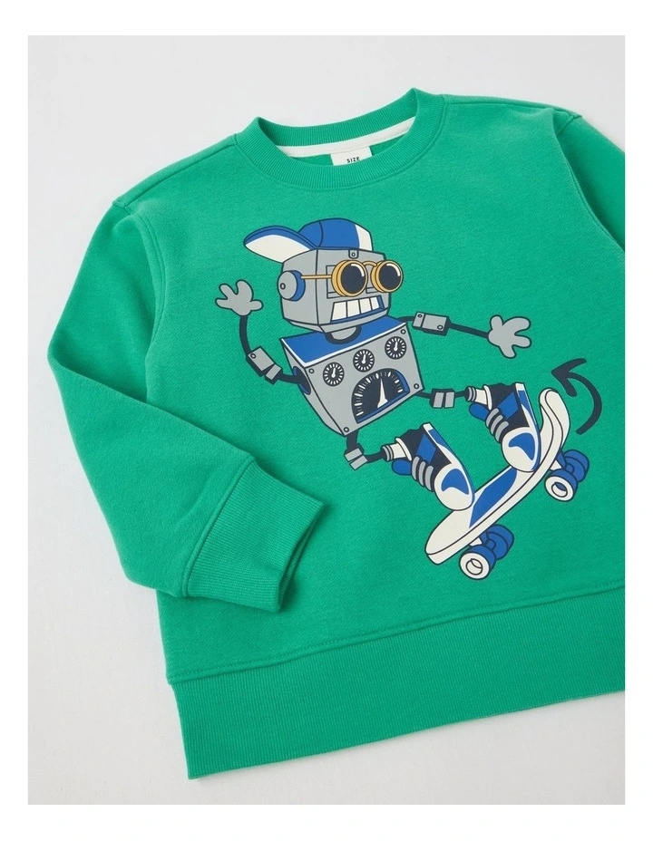 Essentials Crew Neck Sweat in Green image 2