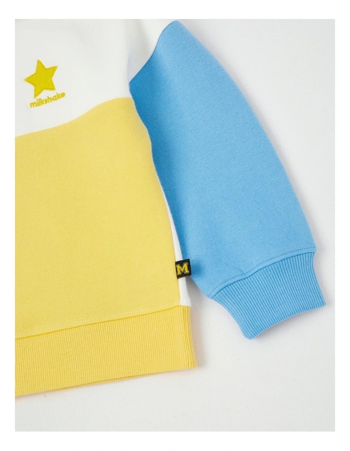 1/4 Zip Splice Sweat Top in Yellow, White & Blue image 4