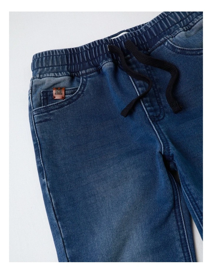 Pull On Knit Denim Jean Jogger in Dark Denim image 2