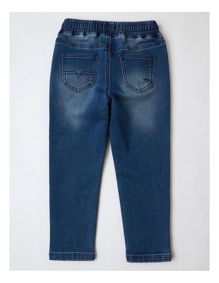 Pull On Knit Denim Jean Jogger in Dark Denim image 3