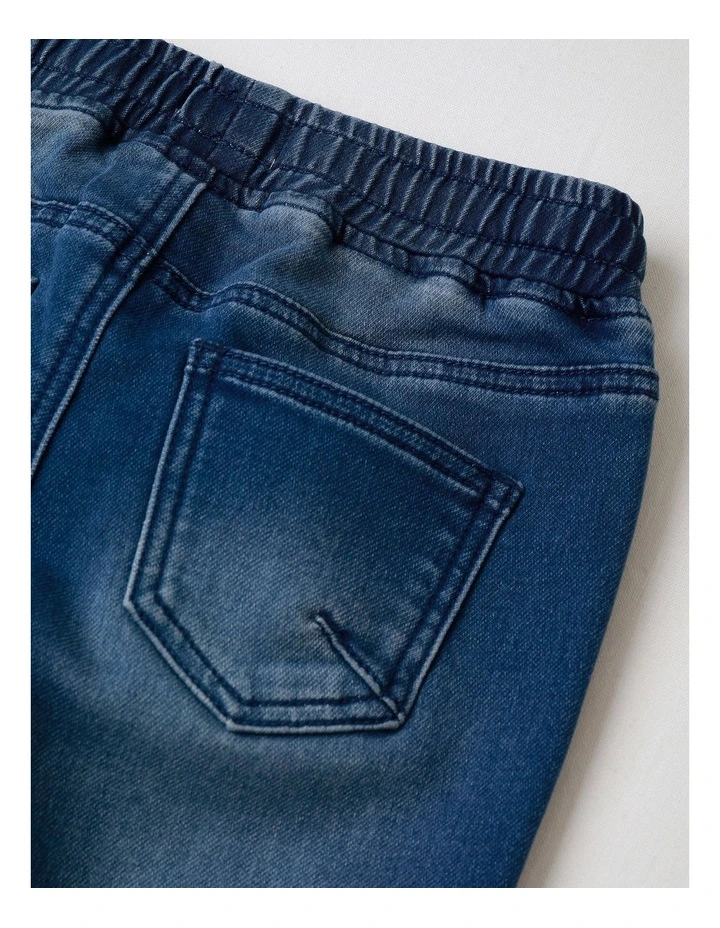 Pull On Knit Denim Jean Jogger in Dark Denim image 4