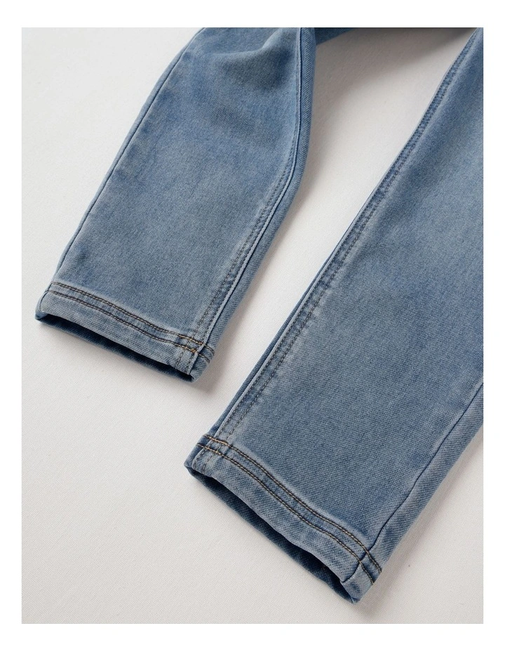 Pull On Knit Denim Jean Jogger in Mid Denim image 4