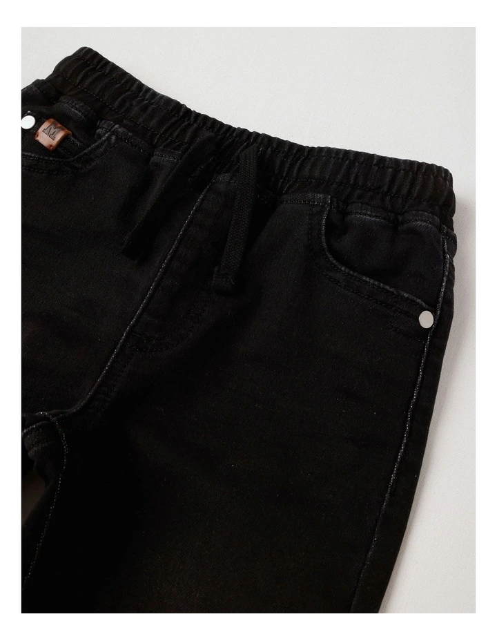 Pull On Knit Denim Jean Jogger in Black image 2