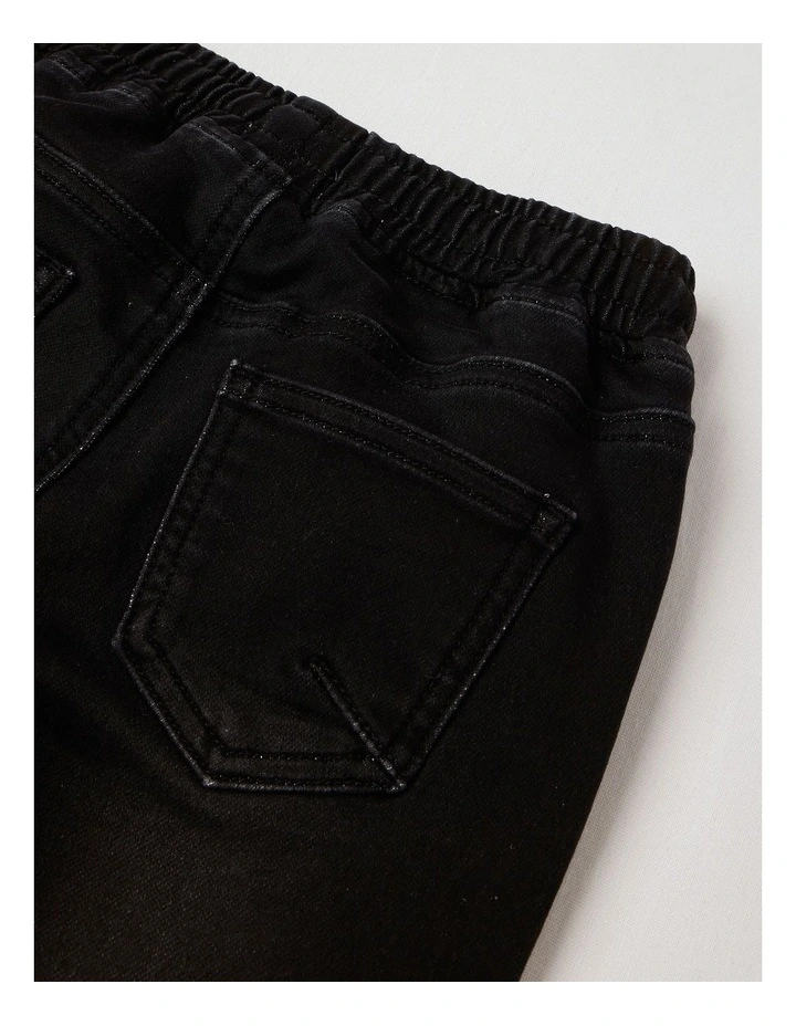 Pull On Knit Denim Jean Jogger in Black image 4