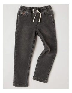 Pull On Knit Denim Jean Jogger in Grey