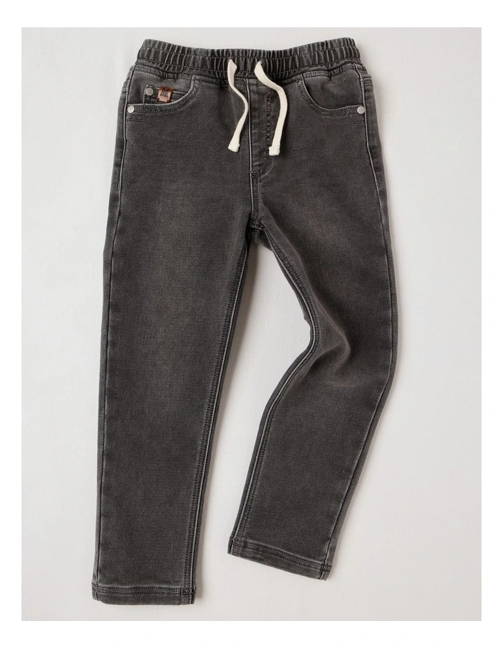 Pull On Knit Denim Jean Jogger in Grey image 1