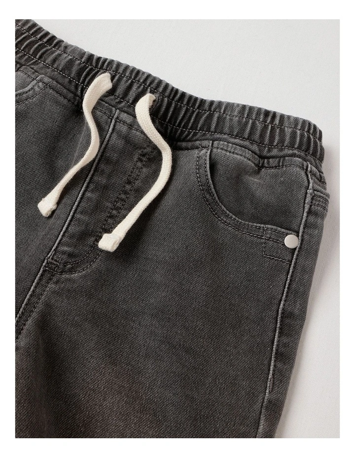 Pull On Knit Denim Jean Jogger in Grey image 2