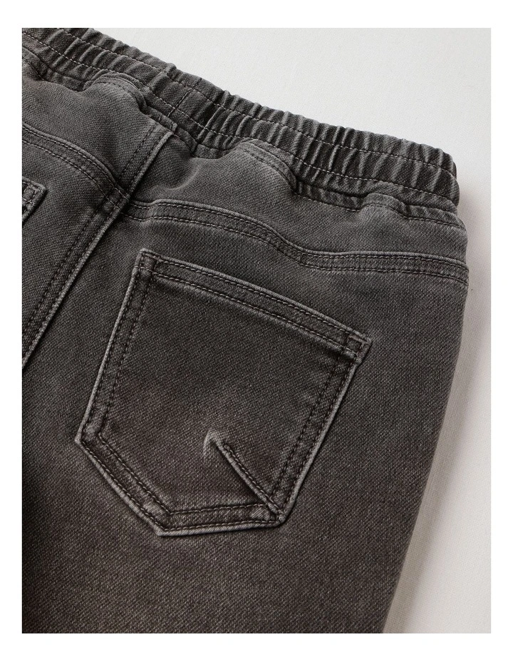 Pull On Knit Denim Jean Jogger in Grey image 4
