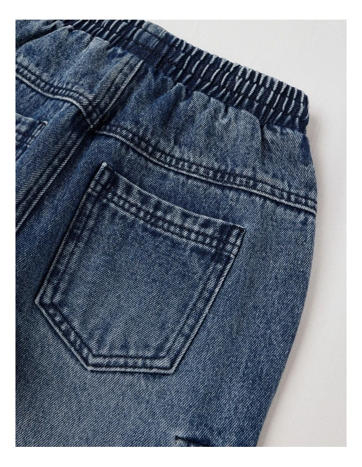 Denim Cargo Pull On Jean in Mid Denim image 5