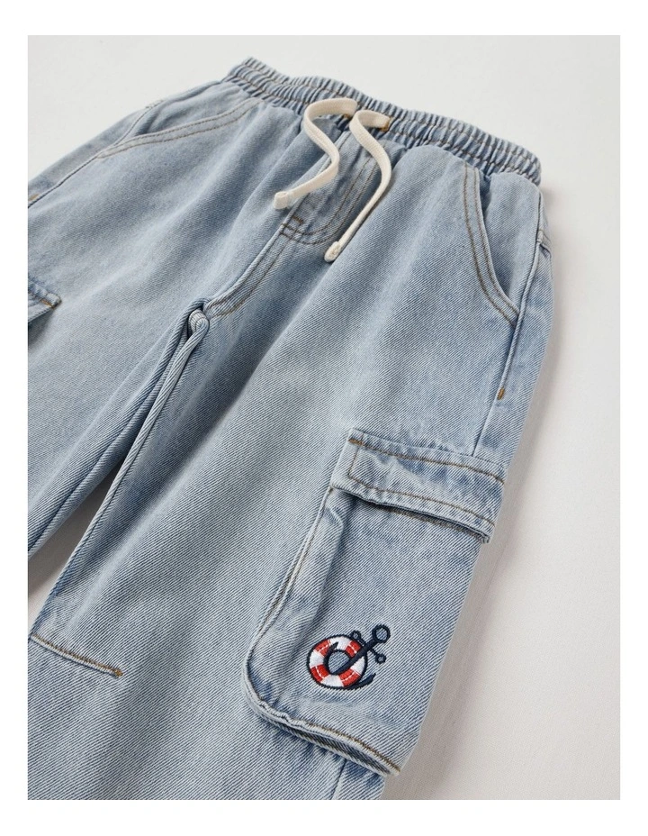 Denim Cargo Pull On Jean in Light Denim image 2