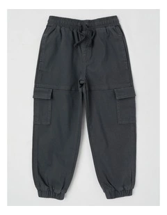 Pull On Cargo Pant in Dark Grey