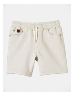 Pull On Knit Denim Short in Bone