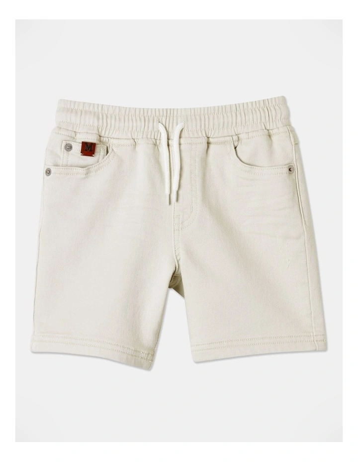 Pull On Knit Denim Short in Bone image 1
