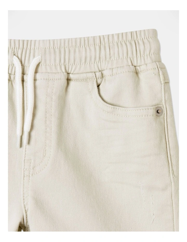 Pull On Knit Denim Short in Bone image 2