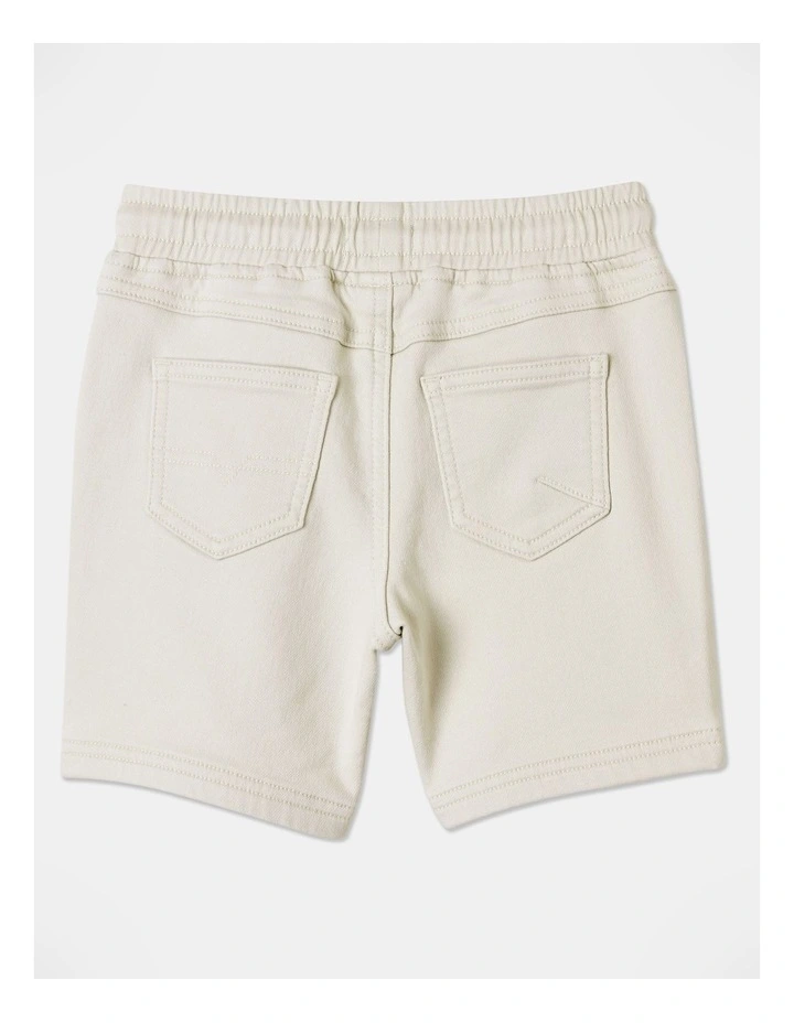 Pull On Knit Denim Short in Bone image 3